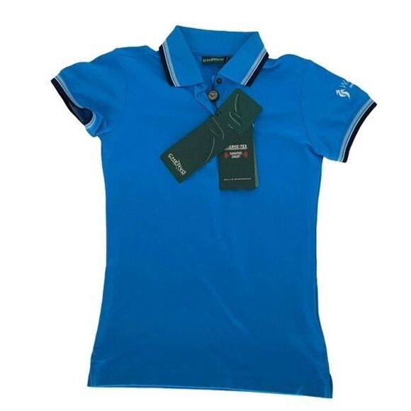Chervo Womens Short Sleeve Stretch Collared Golf Polo Shirt Blue Size‎ Small NWT - Picture 1 of 6